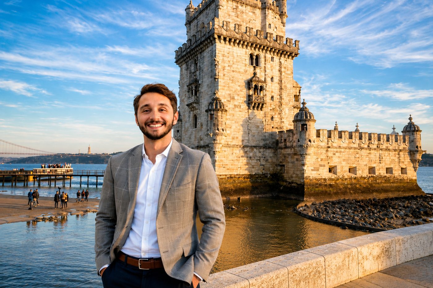 Hermes Fernandez, fundador e guia · Torre de Belém, Lisboa